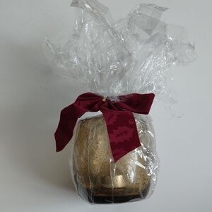 Gold Candle Holder with Red Bow